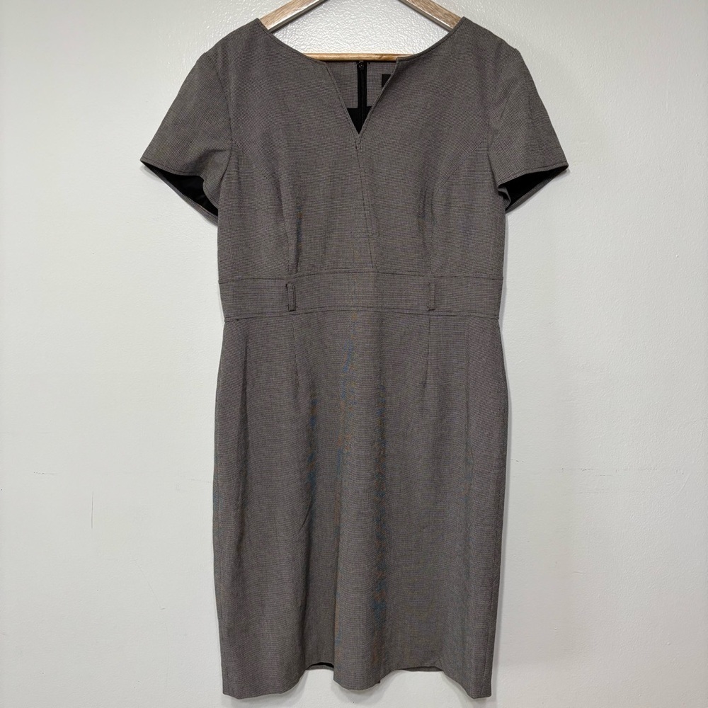 Tahari Aurther Levine Houndstooth Print Sheath Dress Office Business Size 14